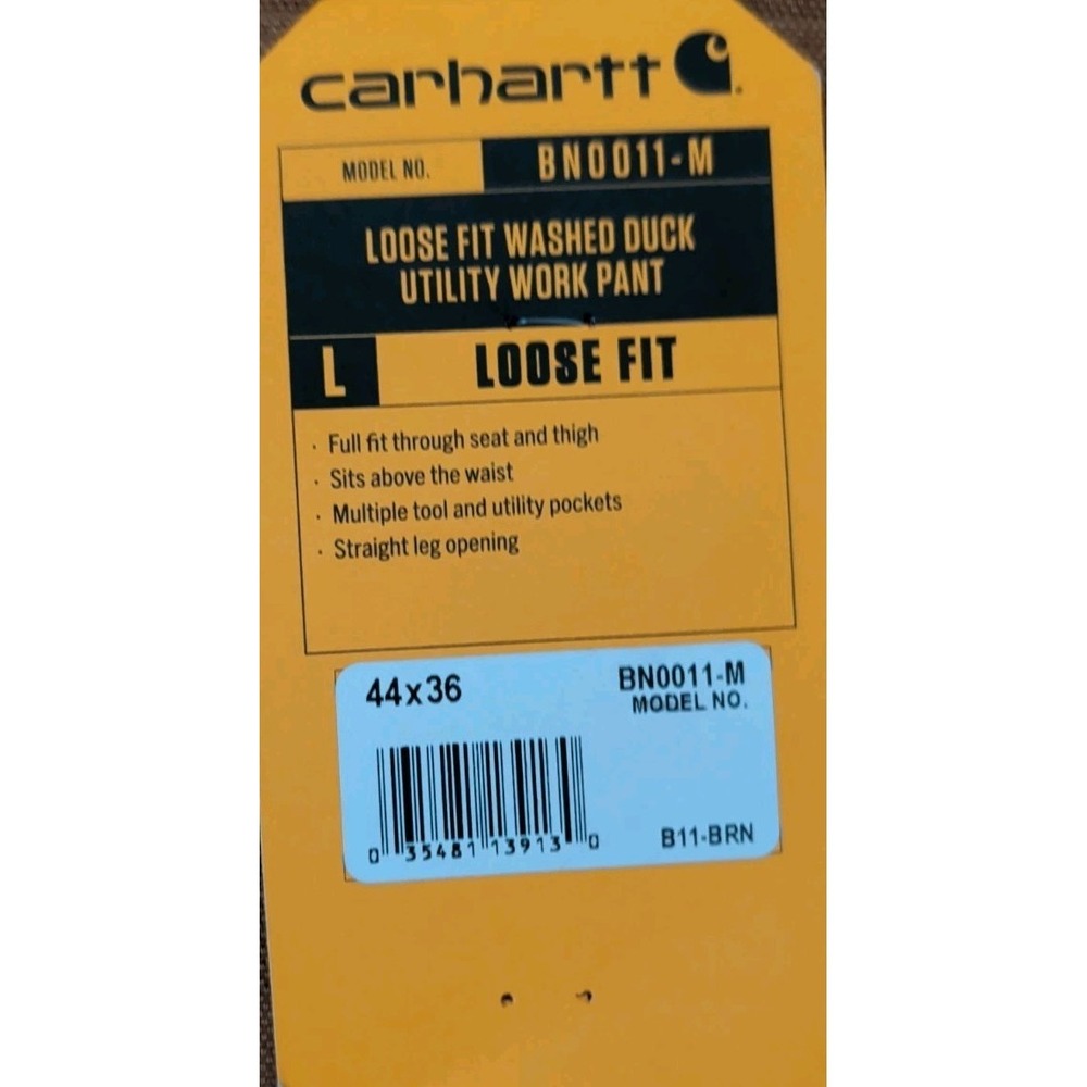 Carhartt Men's 44 X 36 Loose Fit Washed Duck Utility Work Pants BN0011-M NWT - Picture 5 of 6